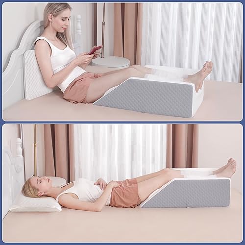 Miniatura 7 de Forias Almohadas ajustables de elevación de doble pierna para hinchazón después de la cirugía, almohadas de espuma viscoelástica para dormir,