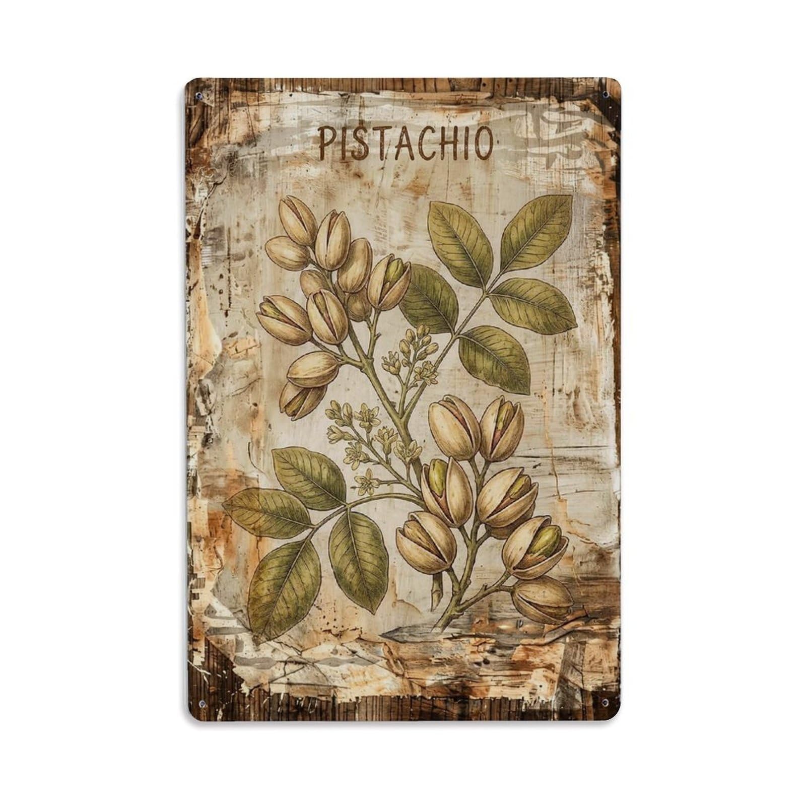 Pistachio Tree Nut Vintage Metal Tin Sign Plaque Wall Decor for Cafe, Club, Garden Metal Poster 8x12Inch