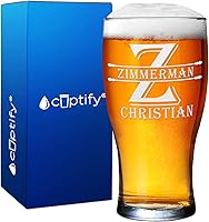 Vista 22 de Vaso de pub personalizado elaborado con nombre de círculo de 20 onzas, copas de cerveza grabadas con fondo azul con texto personalizado, regalo