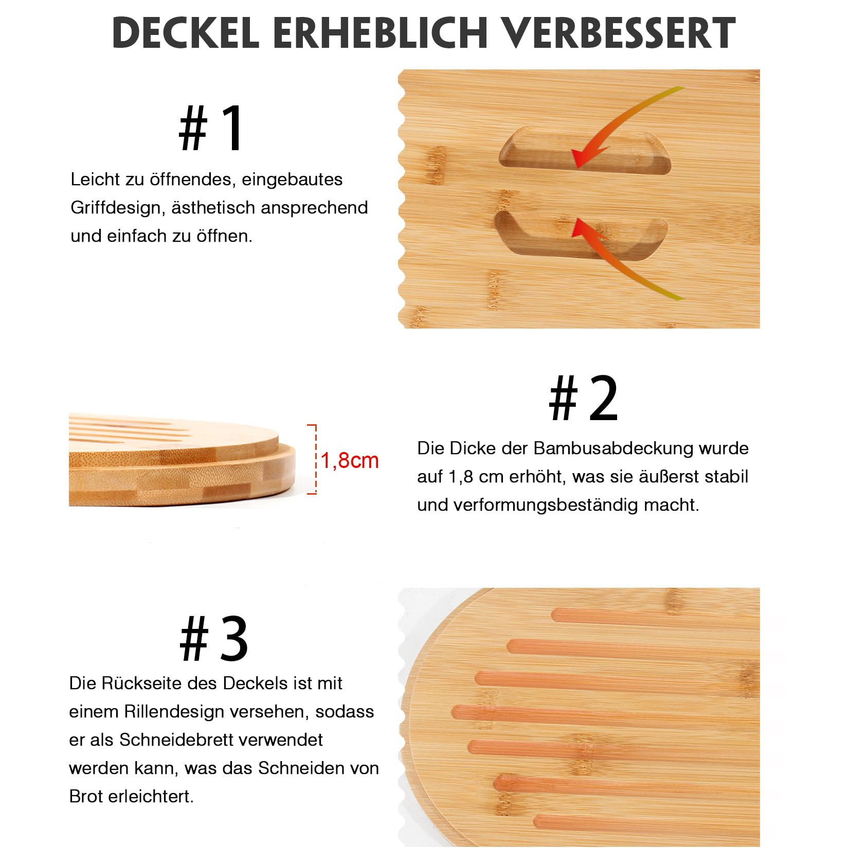 SYLANDO Brotkasten mit Großer Kapazität, Hochwertige Metall Brotbox, Die Aufbewahrung für noch länger frisches Brot, Deckel aus Ökologisches Bambus (Beige)