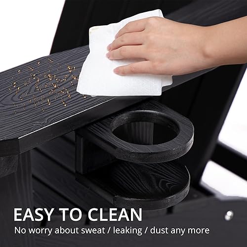 Miniatura 5 de LUE BONA HDPS - Juego de 2 sillas Adirondack, sillas para exteriores resistentes a la intemperie con soporte para tazas, silla de plástico moderna