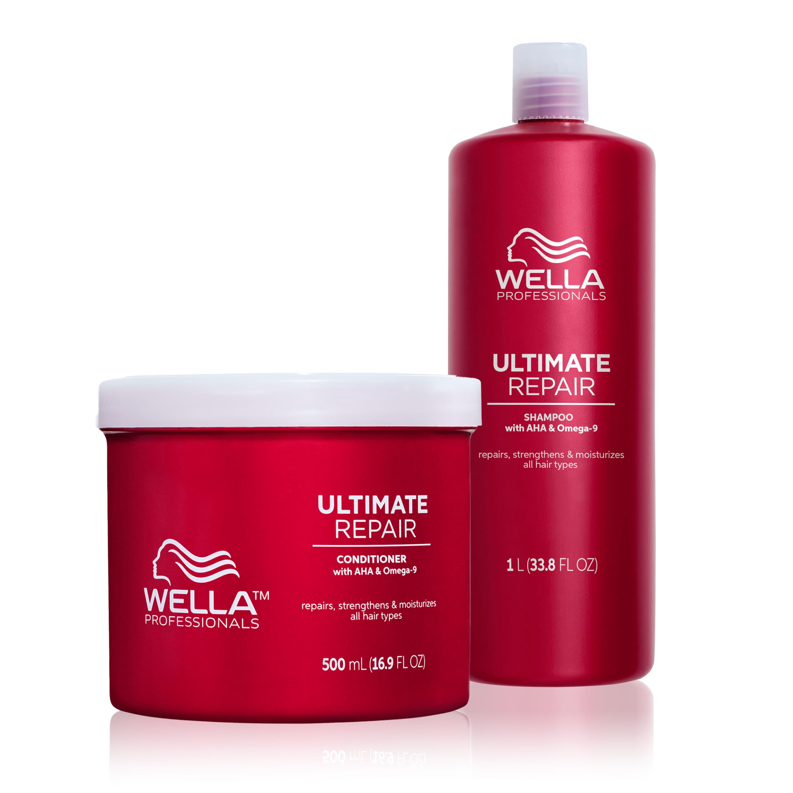 Wella Professionals Ultimate Repair Vorteils-Set – Repair Shampoo zur Tiefenreinigung & reparierende Spülung mit Omega 9 – 1 L Feuchtigkeitsshampoo & 500 ml Conditioner