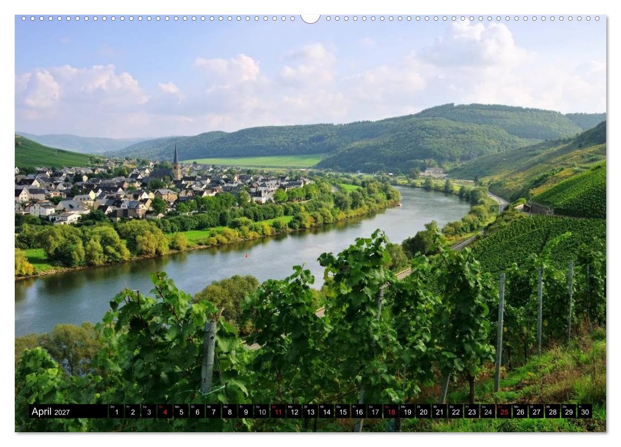 CALVENDO - Entlang der Mosel (Wandkalender 2027 DIN A2 quer), Monatskalender: Fotos von alten Burgen und Weinbergen entlang der Mosel begleiten Sie mit diesem Kalender durch das Jahr.