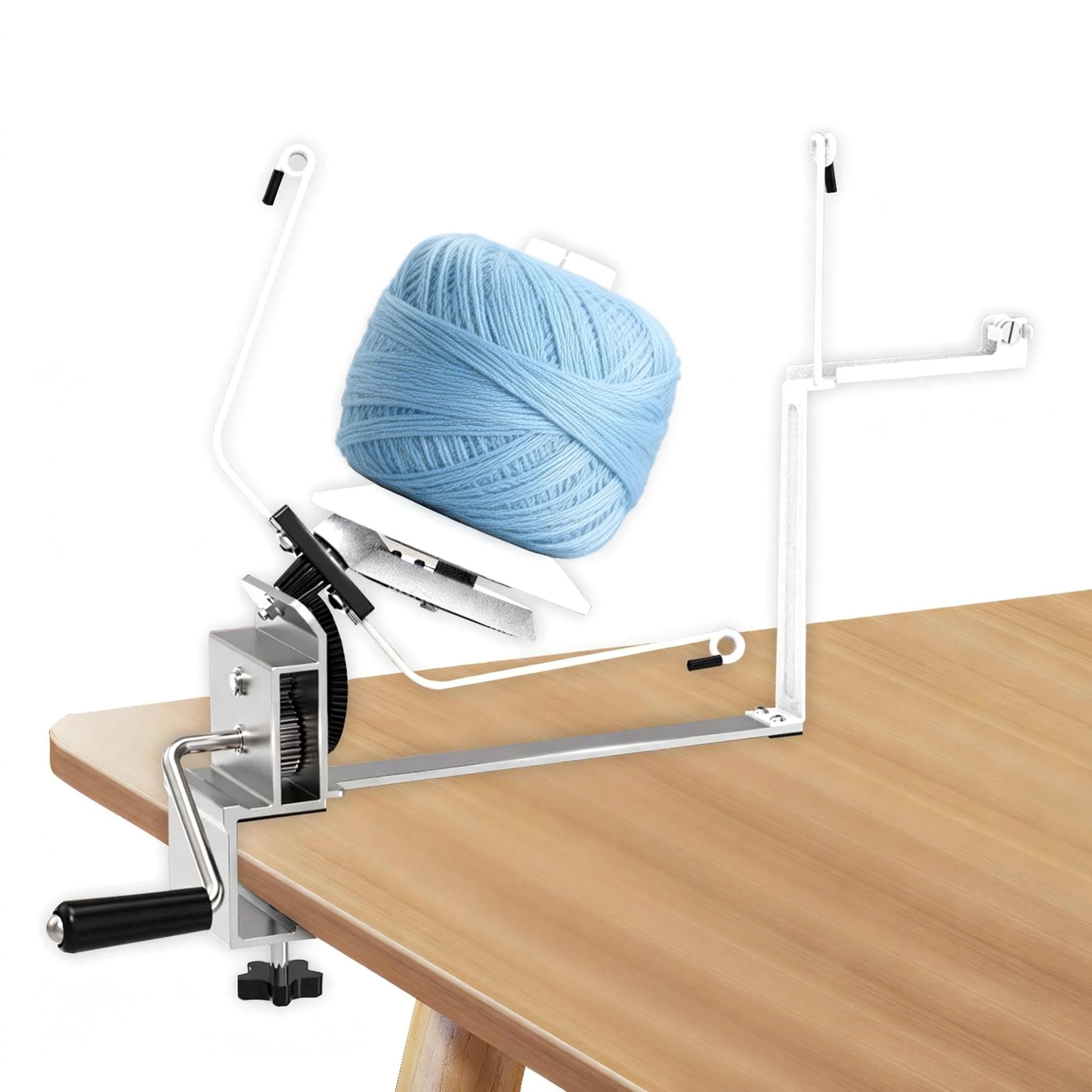 Bobinador de Bolas, Ovilladora de Gran Capacidad de 15 oz con Base de Metal y Engranajes de Nailon para Crochet y Tejido Ovilladora de Hilo con Abrazadera Ajustable para Enrollar Varios Hilos y Lanas
