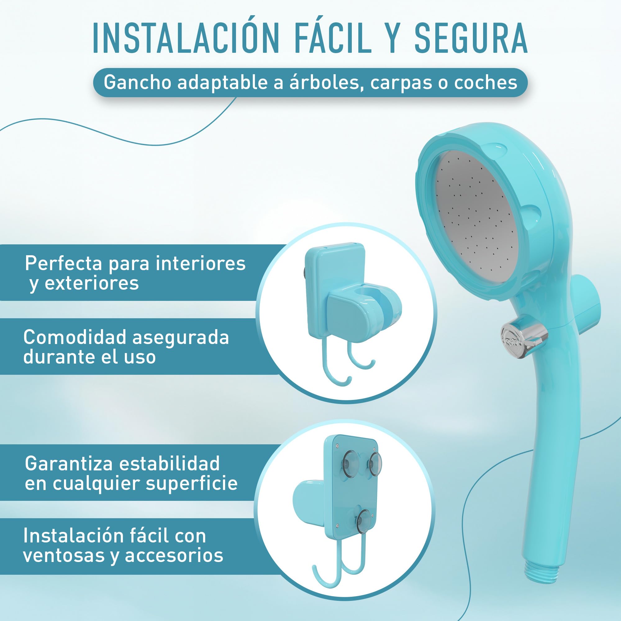 Ducha Portatil Camping - Duchas de Camping al Aire Libre - Duchas Acampada con Bomba IPX7 Impermeable & Batería 4500mAh Recargable - Ducha para Senderismo - Lavado Autos - Mascotas - Baño.