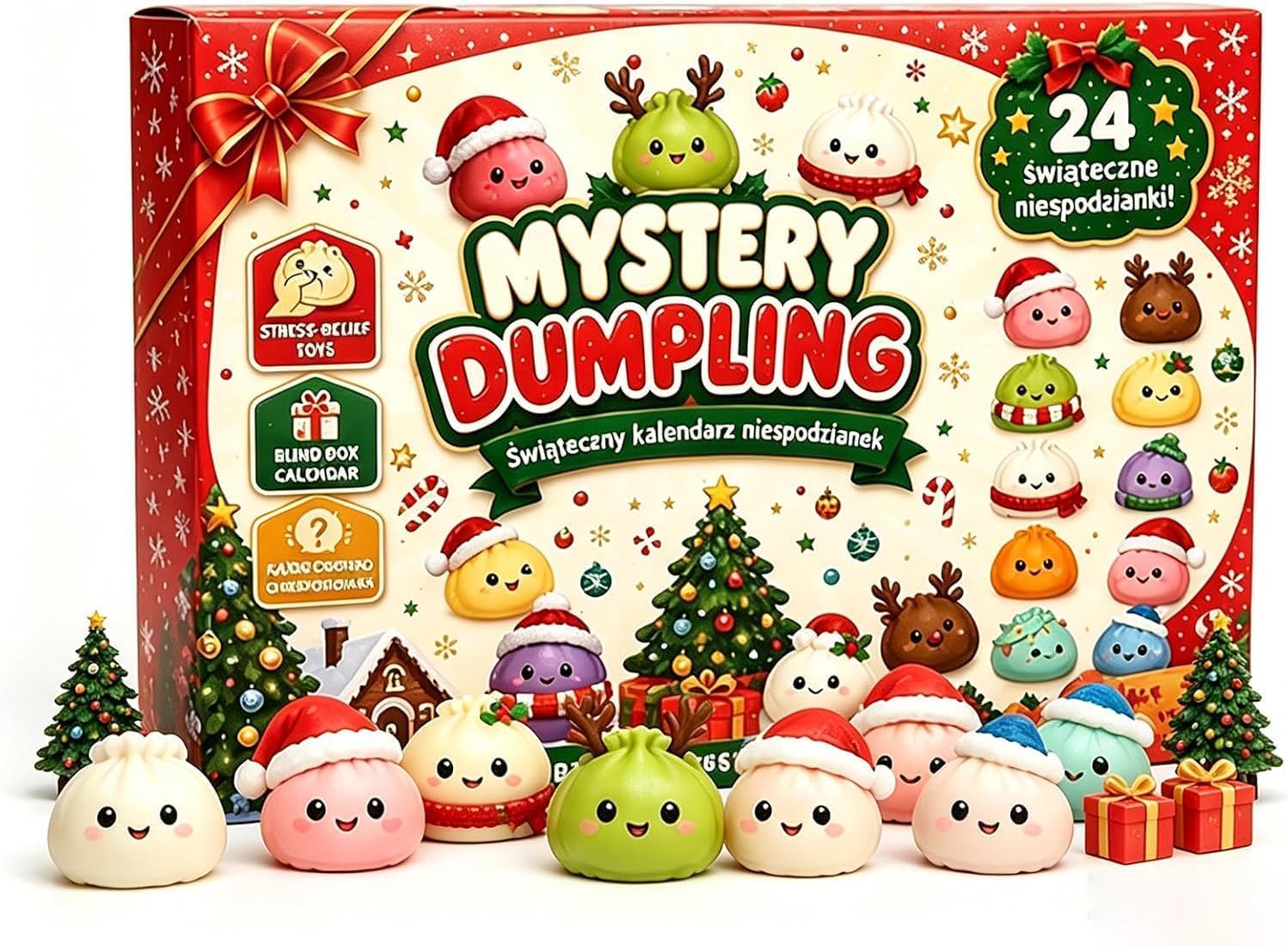 Squishy Adventskalender 2026，Dumpling Squishy Weihnachtskalender，A | 24 Tage Weihnachten Countdown-Kalender, Geschenke für Erwachsene – Adventskalender 2026 von Squishy
