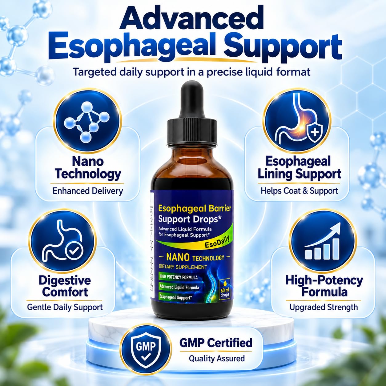 Nano Esophageal Relief Drops with Zinc L-Carnosine, Slippery Elm Bark & DGL,Liquid Dietary Supplement for Digestive Comfort & Stomach Soothe, 2 fl oz (60 mL) — Amazon image 6