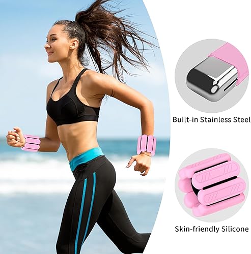 Miniatura 5 de Pesas de muñeca y tobillo para mujer, pesas ajustables para piernas y brazos, pesas de tobillo para pilates, caminar, yoga, baile, barras, gimnasio