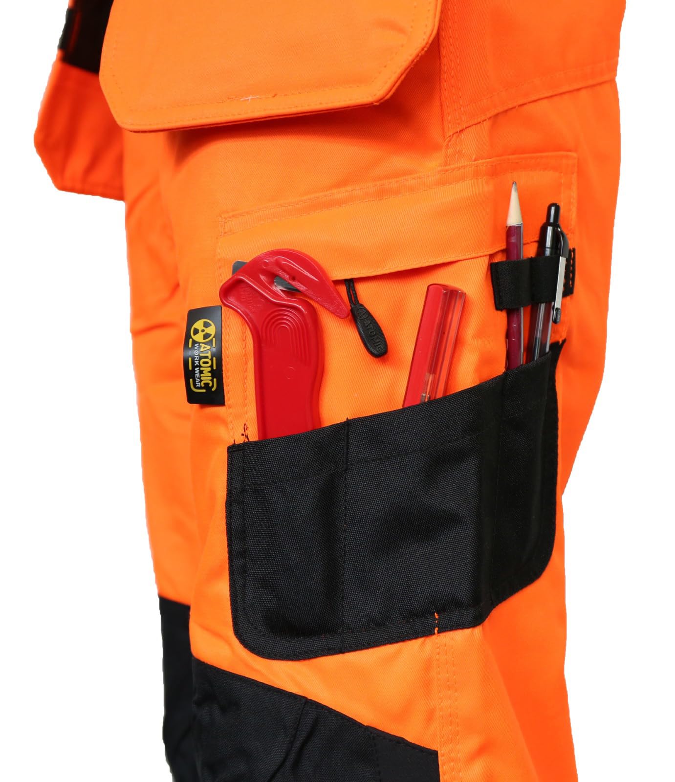 Spodnie robocze Slim Fit Stretch Hi-Vis ze zdejmowanymi kieszeniami na kaburę i kieszeniami na kolana | Nowoczesne spodnie robocze o kontrastowym kroju o wysokiej widoczności