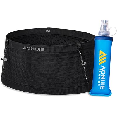 Running Belt for Men Women with 250ml Water Bottle, Lightweight Reflective Waist Pack for Running, Hiking, Training - M