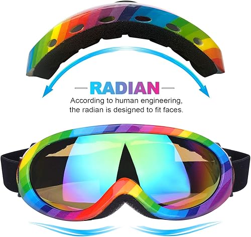 Miniatura 8 de Lentes protectores para esquiar 2 unidades, anteojos protectores para snowboard para niños, niñas, jóvenes, hombres