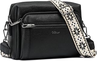 HILAEX Women's Shoulder Bag with Anti-Theft, Handbag Women's Medium Size with 4 Compartments, with Adjustable Removable Wide Strap Black and Grey (Medium)
