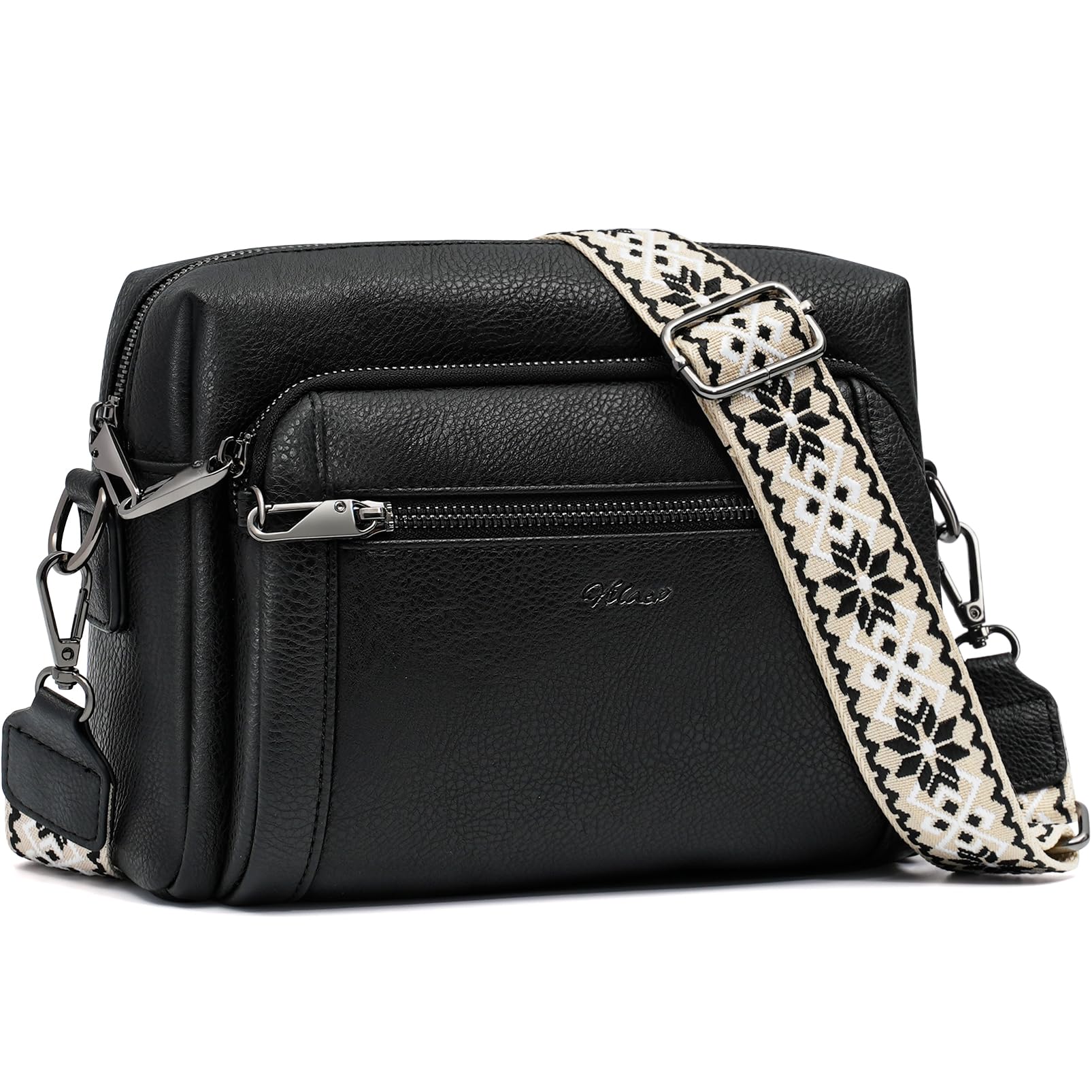 HILAEX Crossbody-tassen voor dames, crossbody-tassen voor dames, met anti- diefstalfunctie, 4 vakken met ritssluiting, schoudertassen met verstelbare brede riem, Donkerblauw