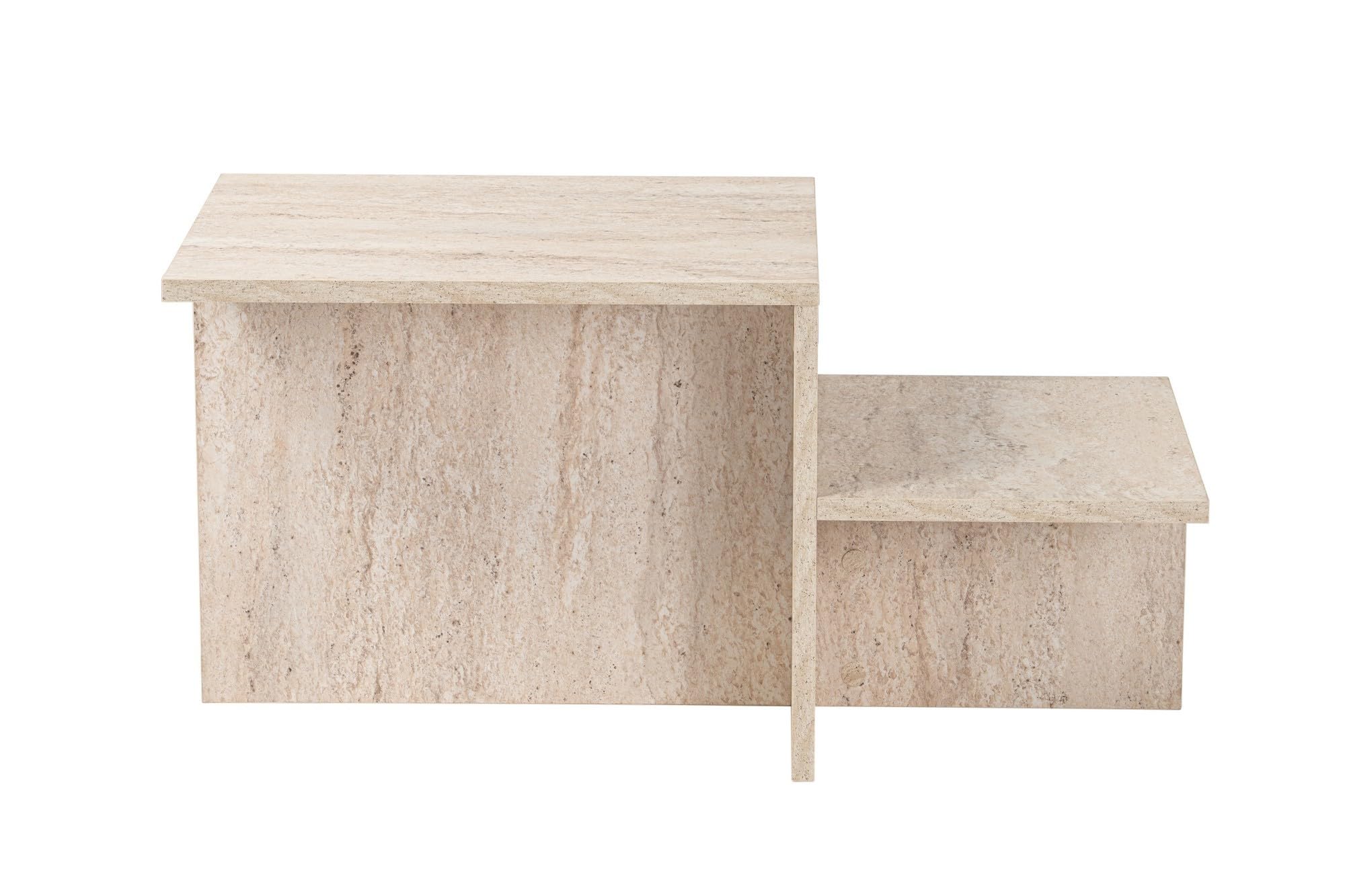 Moderner rustikaler Couchtisch, Travertin, 80 x 40 x 40 | aus 100% melaminbeschichteter Spanplatte, Stärke: 18 mm | perfekt für modernes Homeoffice & Arbeitszimmer, Elegantes & funktionales Design