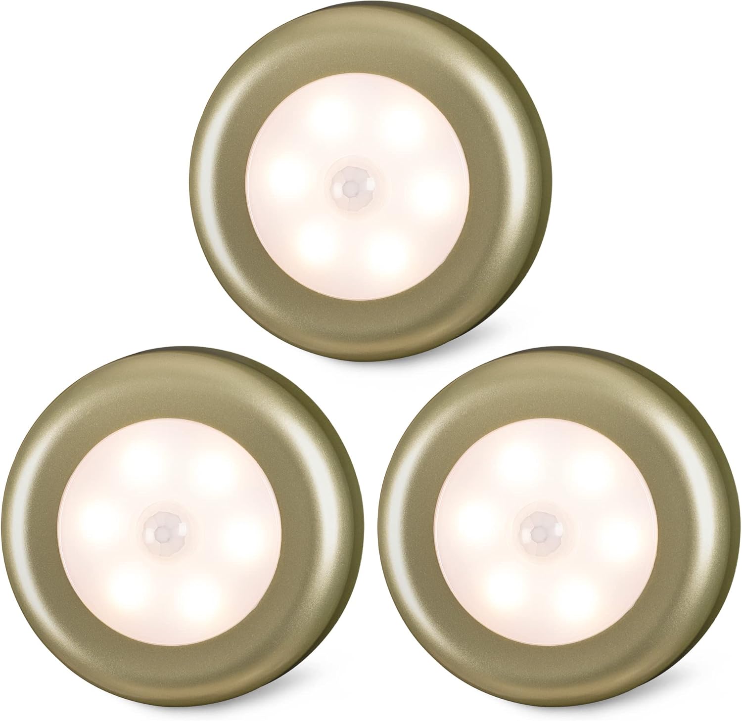 STAR-SPANGLED 3 Pack 2.8” Motion Sensor Lights Indoor AAA Battery Operated, Stick on LED Puck Light for Stairs, Under Cabinet, Closet, Cool White