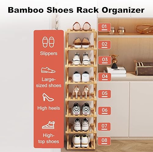 Miniatura 3 de Simcat Zapatero de madera plegable, organizador de zapatos para espacios pequeños, estante independiente para entrada, dormitorio, garaje (4
