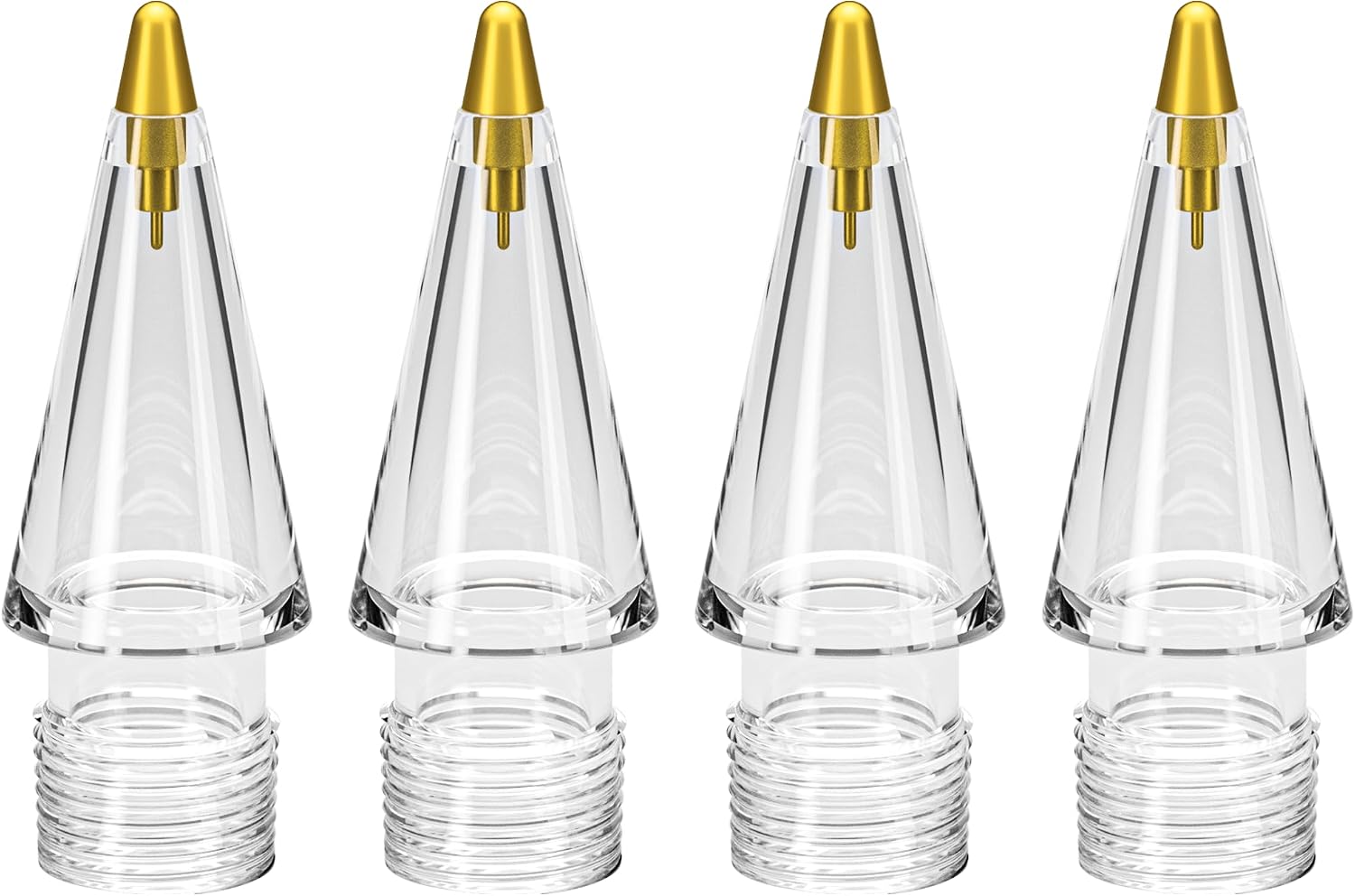 4 Pack Replacement Tips for Apple Pencil Pro/2nd Gen/1st Gen/USB-C,Upgraded Metal Nibs Apple Pen Accessories, 4 Metal Clear