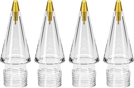 4 Pack Replacement Tips for Apple Pencil Pro/2nd Gen/1st Gen/USB-C,Upgraded Metal Nibs Apple Pen Accessories, 4 Metal Clear