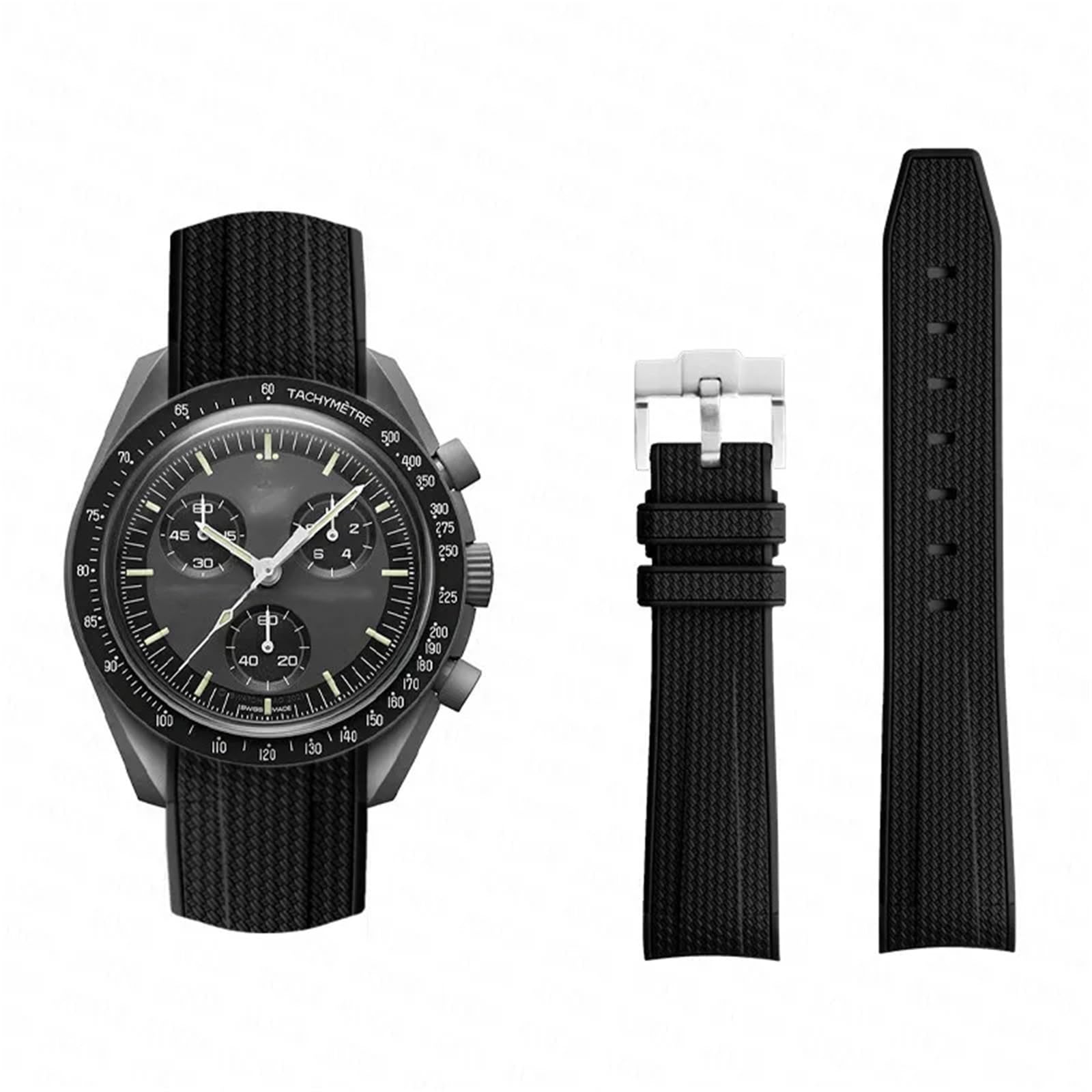 DASEB Per Omega X Swatch Joint MoonSwatch Strap Seamaster 300 Uomo Donna Bracciale con estremità curva in silicone da 20 mm