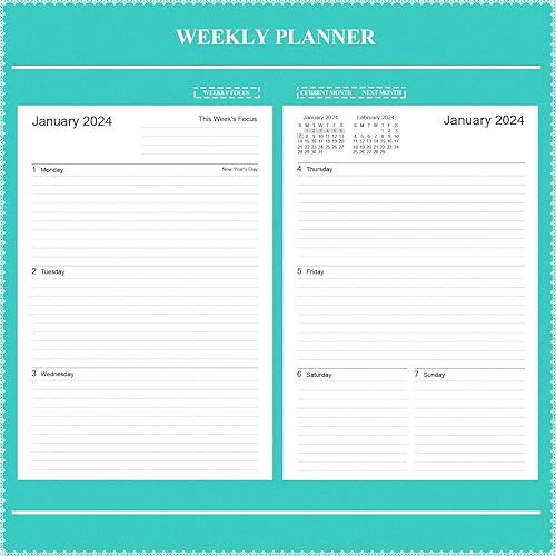 Miniatura 5 de Agenda 2024-2025 - enero 2024-junio 2025 planificador semanal mensual con 18 pestañas mensuales - Agenda 2024-2025 con cierre elástico, bolsillo