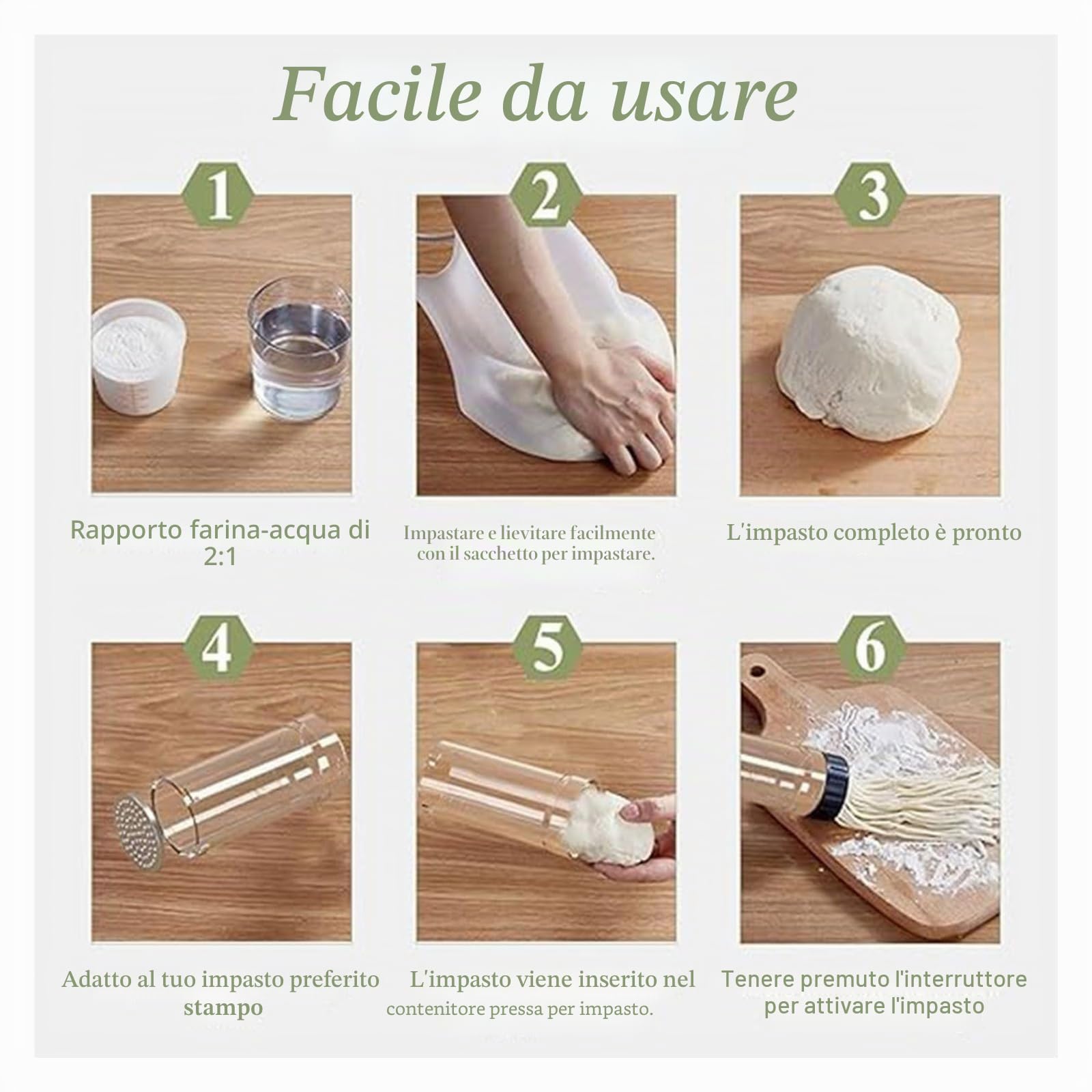 Idiyappam - Macchina per la pasta elettrica e macchina per la pasta, senza fili, portatile, 6 in 1, utensile da cucina multiuso per idiyappam, pasta e noodles fatti in casa (bianco)