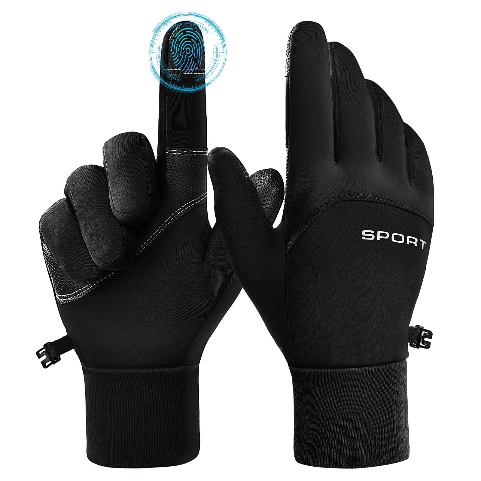 AURUZA Cycling Gloves for Men Winter Cold Weather Five Fingers Touch Screen Winter Gloves for Men Waterproof Anti-Slip