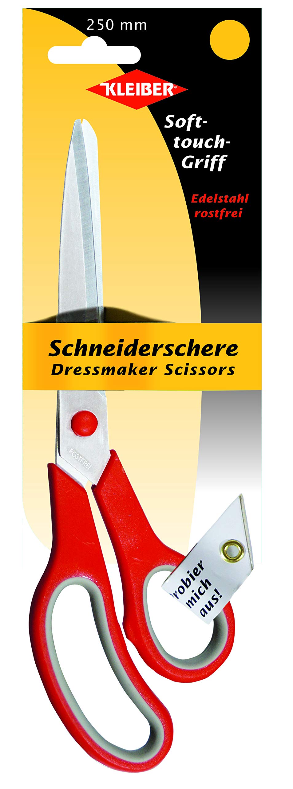 Kleiber Dressmaking Scissors 250mm (10 Inch) - Stainless Steel Fabric Scissors with Soft-Grip Handle & Bent Blade - Sharp Sewing Scissors for Cutting Fabric, Leather & Craft - Tailor Shears, Red