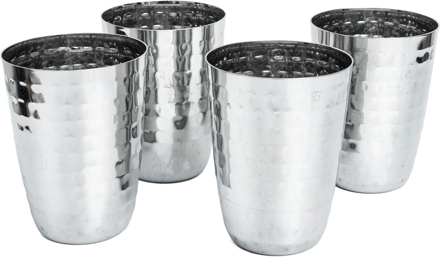 Set of 4 - 11 Oz Stainless Steel Drinking Glasses Metal Tumblers, Unbreakable Shatterproof Pint Cups for Water, Juice, Milk, Coffee, Tea, Cold Beer & Cocktails, Stackable Cups for Home Bar & Camping - Image 6