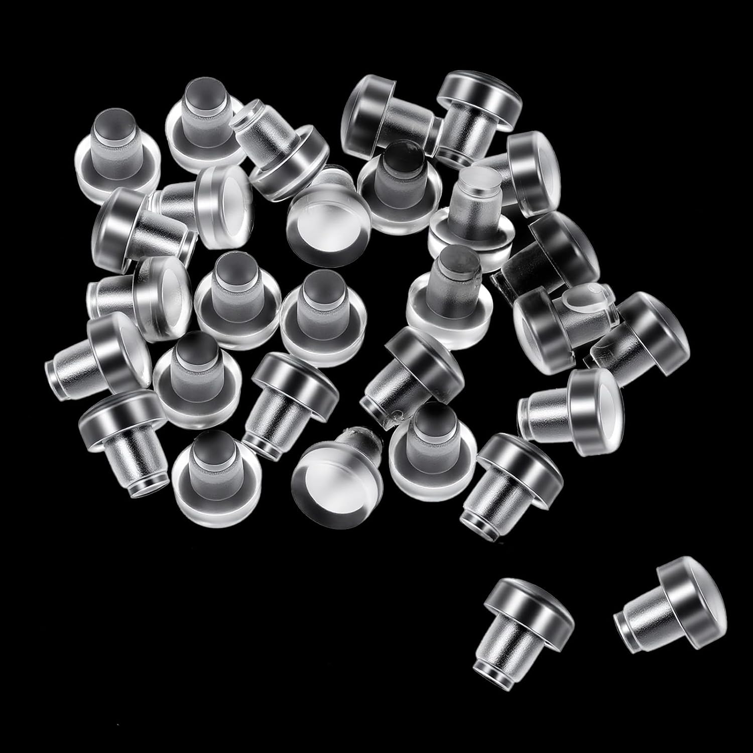 30 Pcs Glass Table Top Bumpers with Stem, Glass Table Top Anti Slip Pads Rubber Bumpers Clear Cabinet Rubber Grippers Anti Slip Patio Tables Spacers for Furniture Cabinet Door