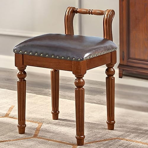 Miniatura 9 de Bancos de tocador cuadrado con patas de madera de caucho, capacidad de 551.2 lbs, 17.7 in17.7 pulgadas, taburete de maquillaje, banco acolchado,