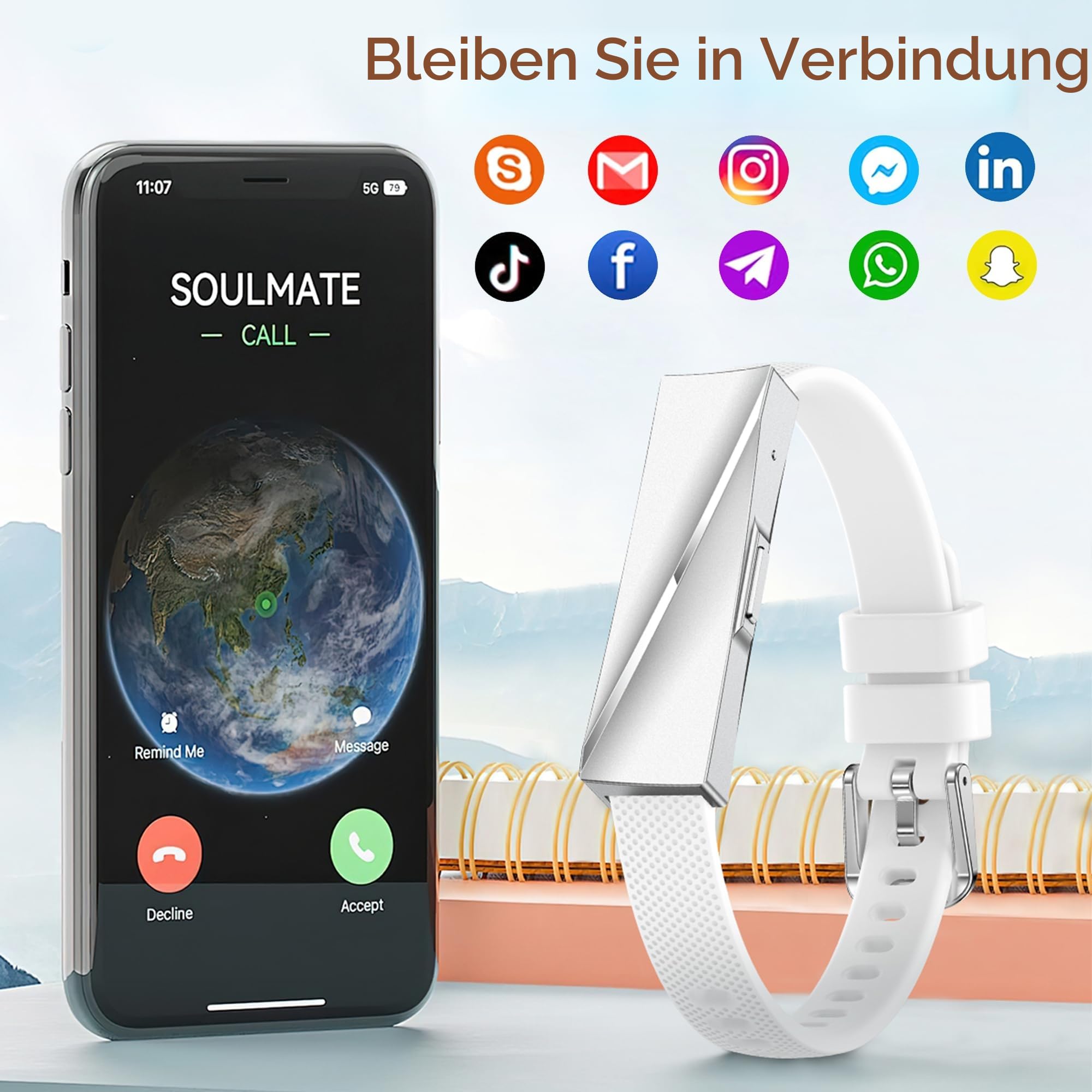 170+ Sportmodi Fitness Tracker,Herzfrequenz und Schlafüberwachung,Smart Armband 45-60 Tage Standby Wasserdicht IP68 schlaftracker Mit GPS