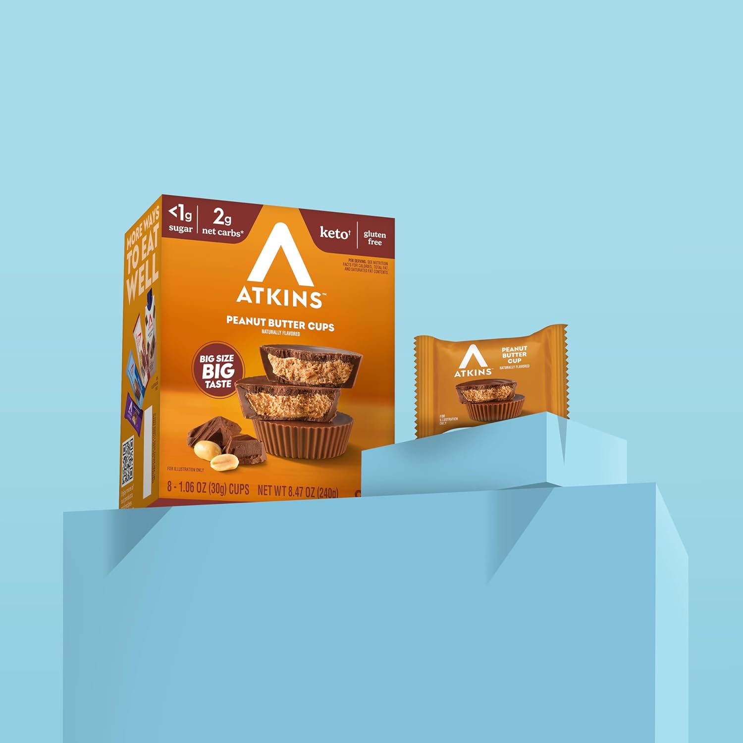 Peanut Butter Cups, 8 Cups, 1.06 oz (30 g) Each, Atkins