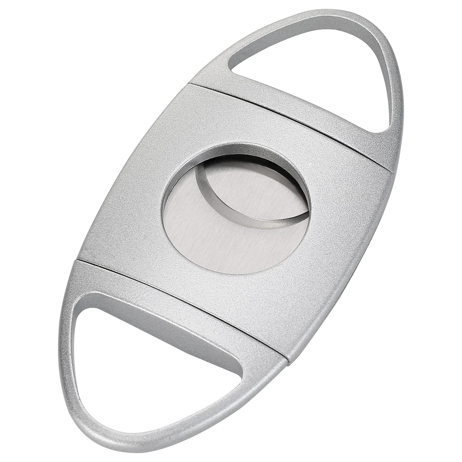 CiTreeCigar Cutter Stainless Steel, Double Blade Guillotine Scissors (Silver)