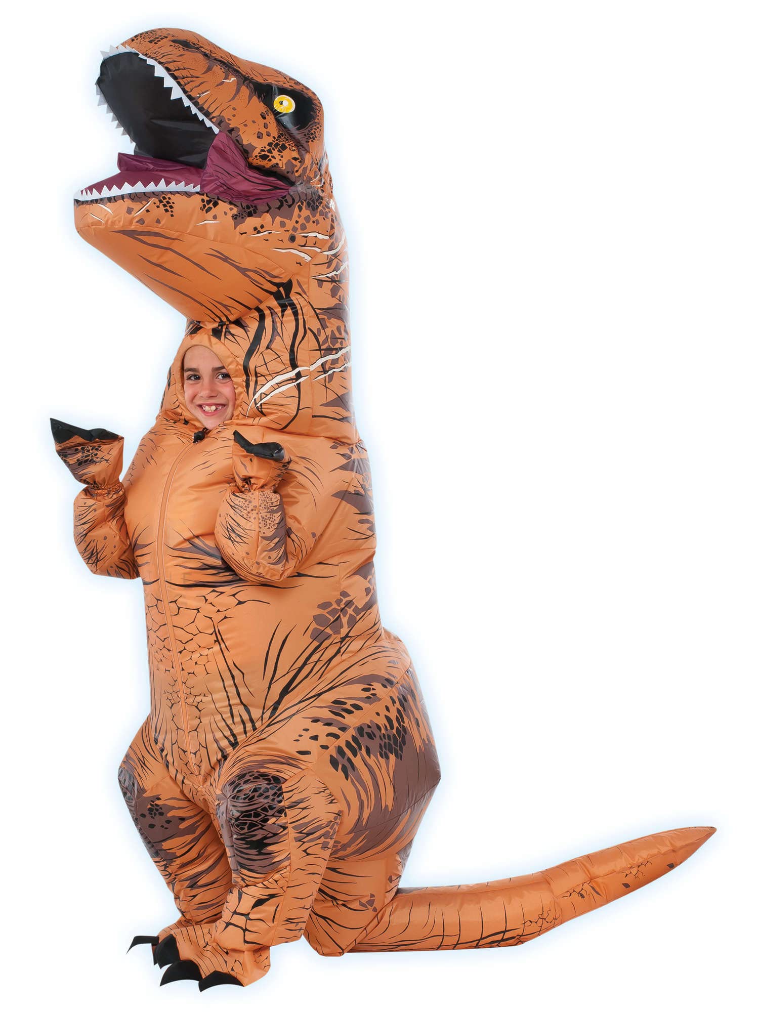Rubies Disfraz T-Rex Hinchable para niños y niñas, Traje inflable, Talla única infantil, Oficial Jurassic World para Navidad, Carnaval, Halloween, Cumpleaños