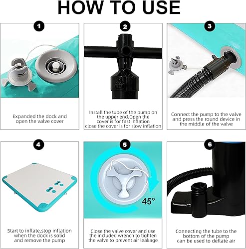 Miniatura 7 de Muelle flotante inflable Plataforma de muelle flotante balsa de isla con superficie antideslizante para piscina, playa, océano