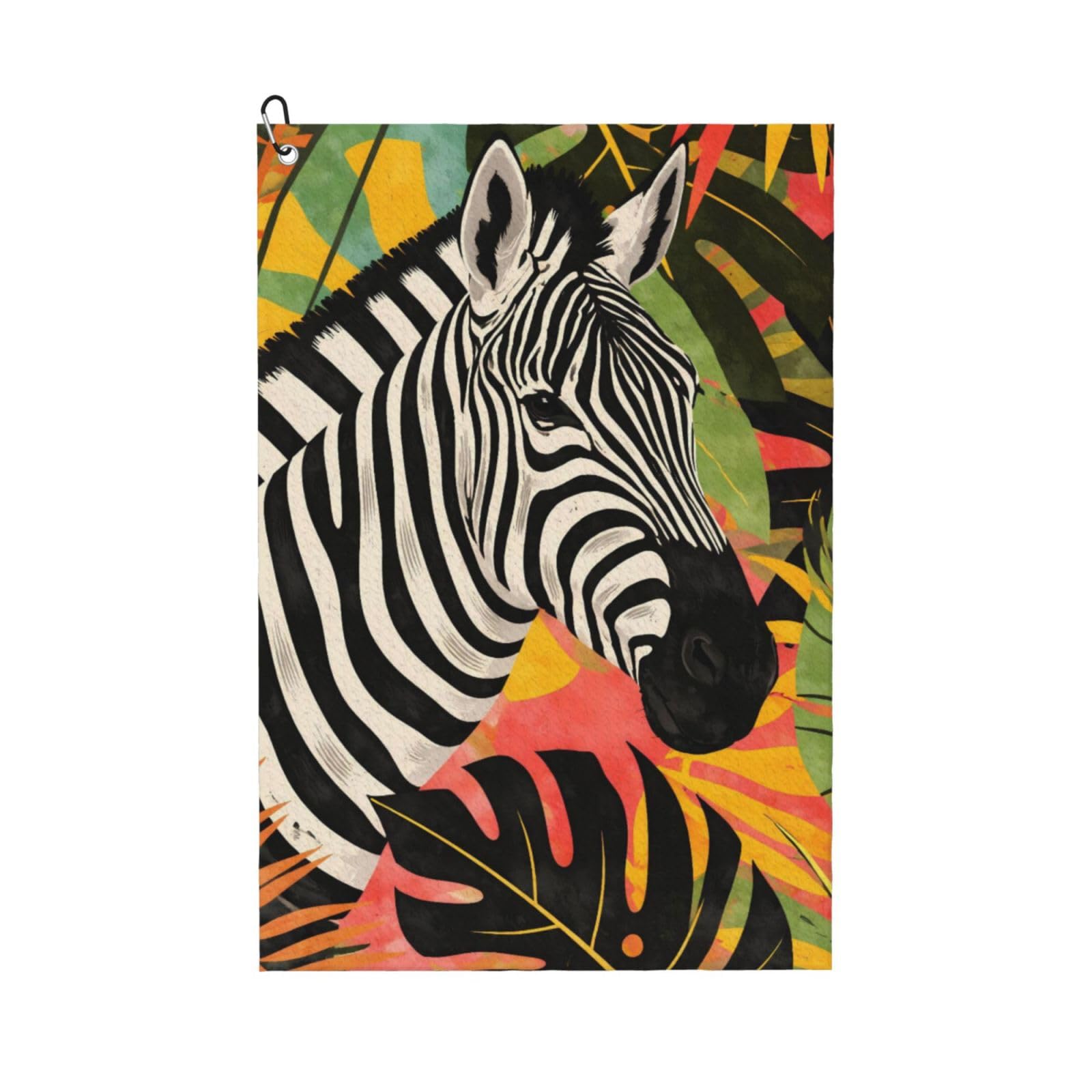 Oudrspo Cute Cartoon Tropical Zebra Multi-Functional Golf Towel | Absorbent Quick Drying 16x24in