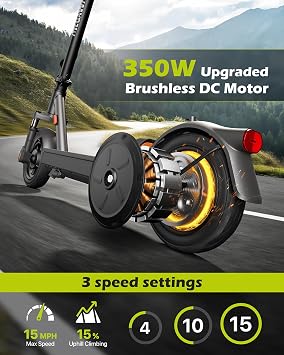 MEGAWHEELS Electric Scooter for Adults with Suspension, 8.5/10in Vacuum Tires, 14/19/28/31Miles, 15MPH Max Speed, Turn Lights, Foldable Electric Scooter for Commuter