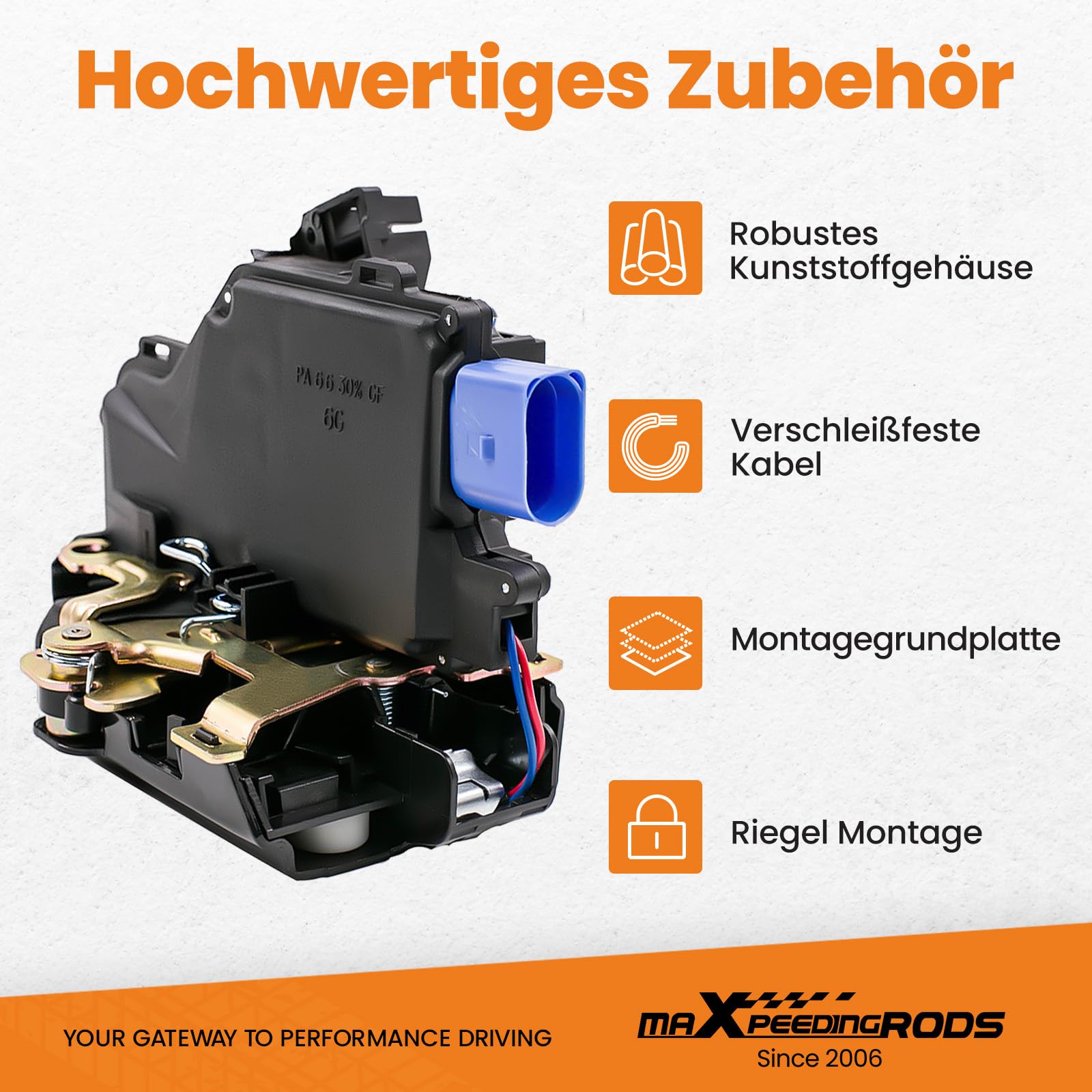 maXpeedingrods Türschloss Vorne Rechts mit Zentralverriegelung für Seat Altea Toledo III für Skoda Octavia II für VW Caddy III Golf Jetta III Phaeton Touareg Touran Hochwertig 3D1837016 3D1837015A