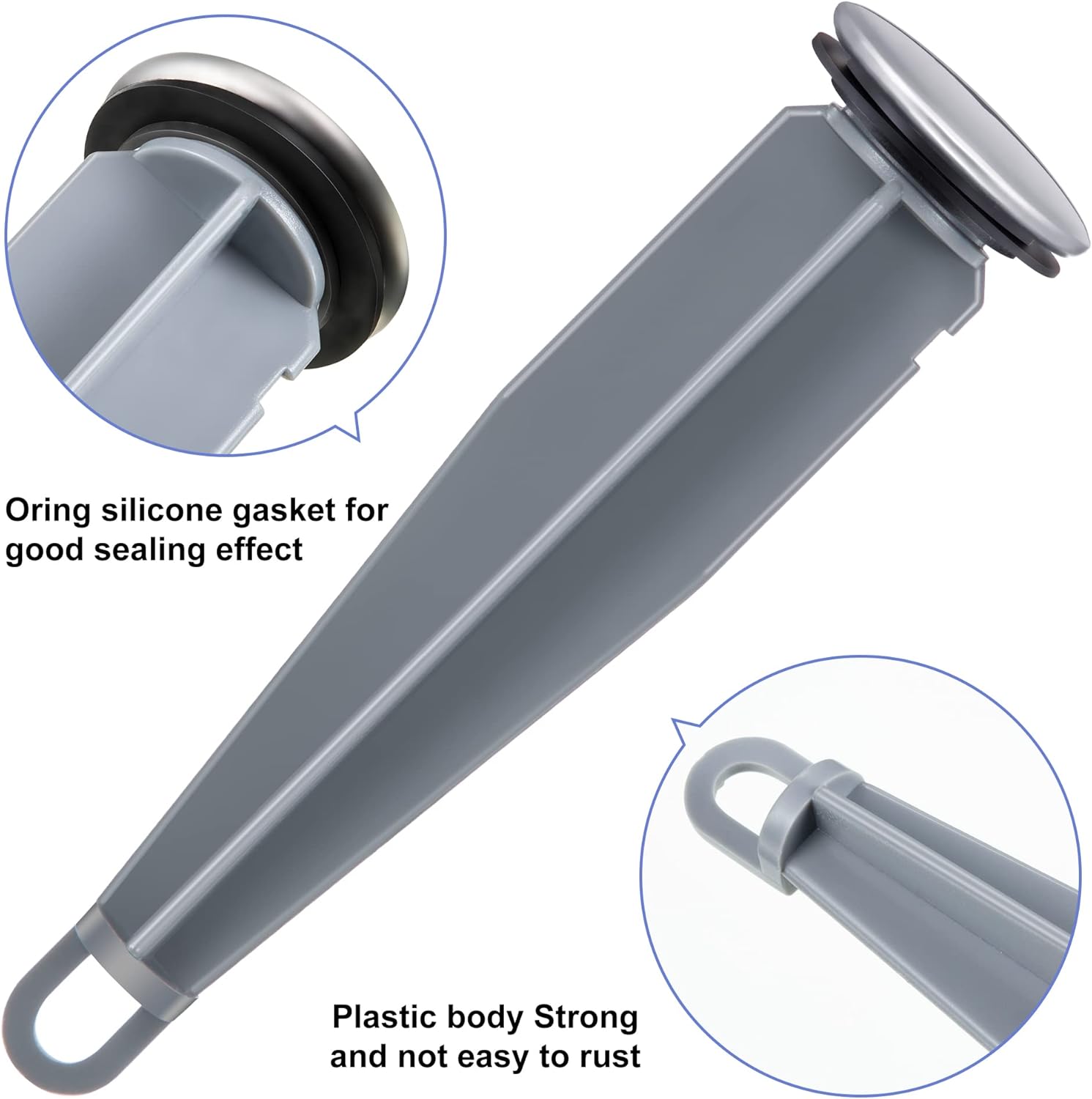 Enhon Pop up Stoppers Compatible with Moen Drain Components, Chrome Bathroom Sink Drain Plunger, 4-7/8 Tall, 1-1/4 Cap Dia, with 1 Mounting Hole and Gasket Seal, Replacement for 88994 (3 Pack)