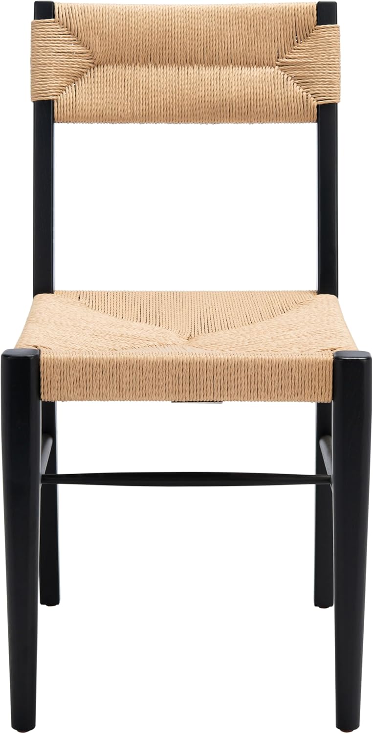 Safavieh Couture Home Collection Cody Black/Natural Rattan Living Room Dining Accent Chair (Fully Assembled) -Set of 2 SFV4104A-SET2