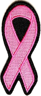 Pink Ribbon with Black Border Small Patch (1.25 X 3 Inch) $4.95 with Free Freight from San Diego Leather