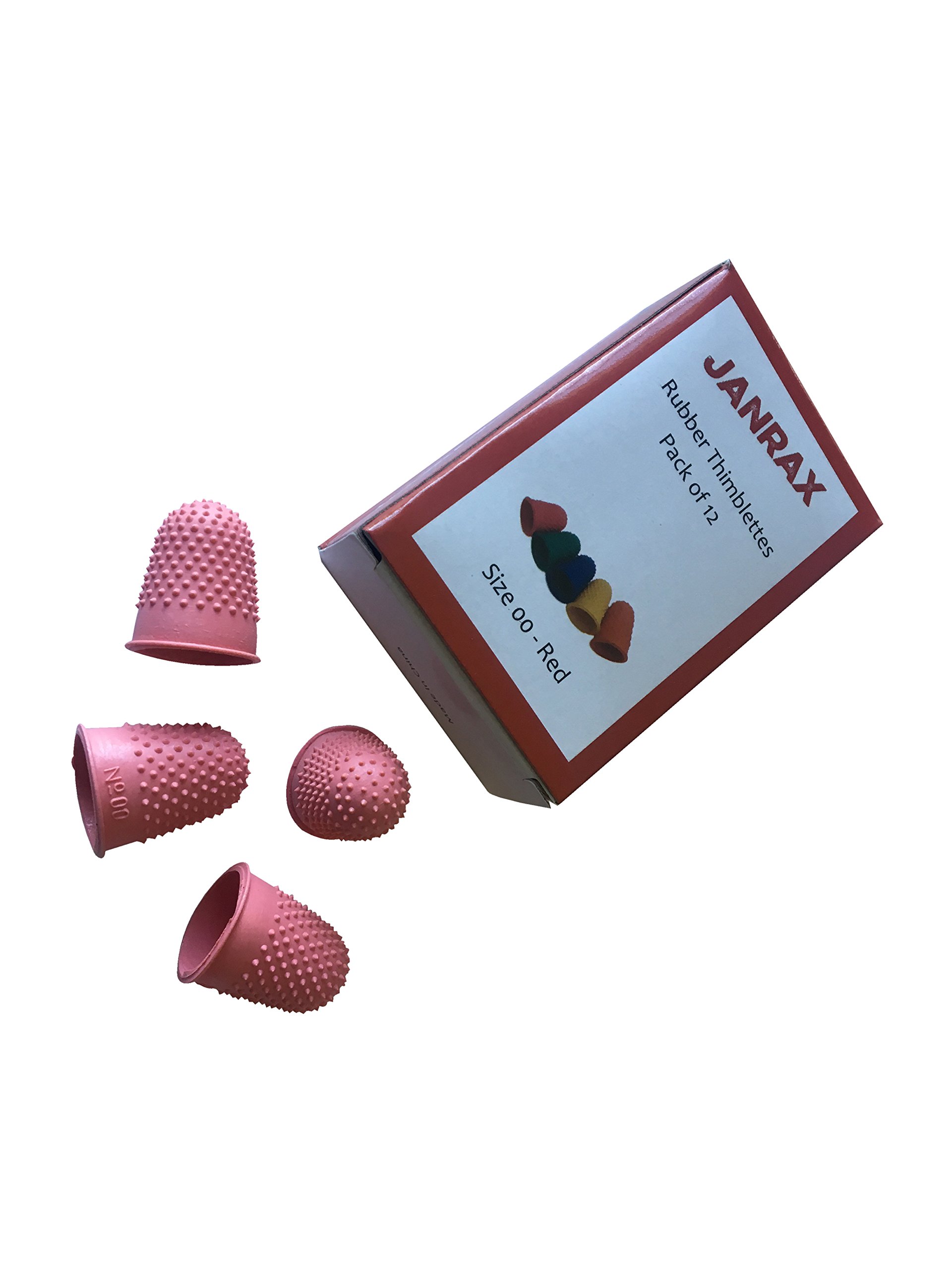 Lot de 12 Rouge N ° 00 en caoutchouc doigtiers – Extra Petite Dé à Coudre doigt Cônes