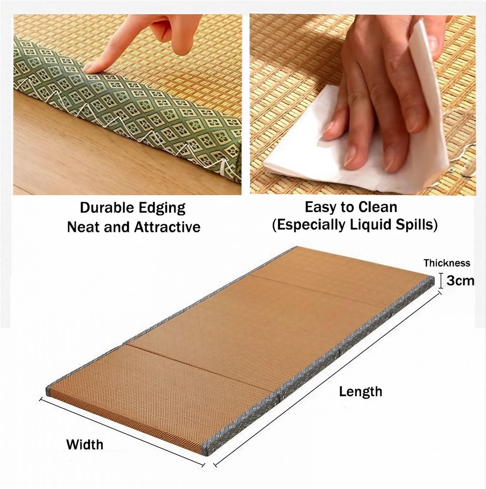 Futon Giapponese Pieghevole, Tatami Da Pavimento/materassino, Materasso Tappetino per Dormire, Meditazione Yoga Sala Zen Palestra(Light Wood Color A,80 x 190 cm)