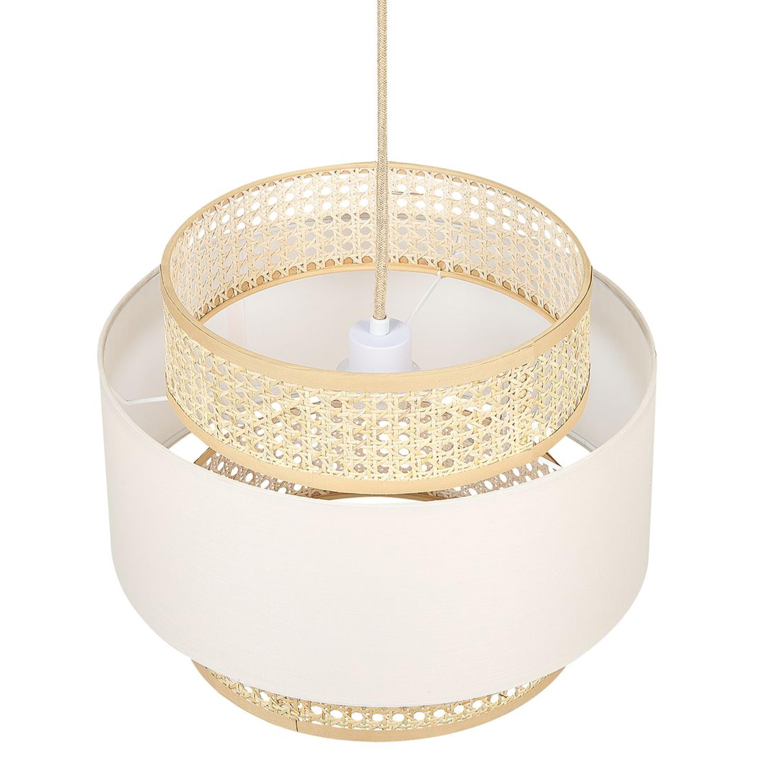 Beliani Lampada a sospensione illuminazione rattan naturale paralume beige