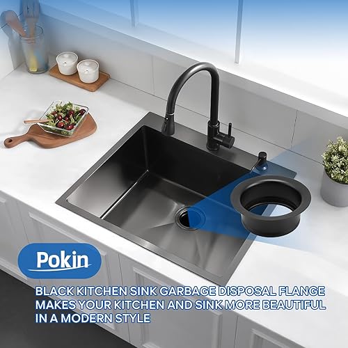 Miniatura 7 de Brida universal de fregadero negro mate, aberturas de drenaje estándar de fregadero de 3-12 pulgadas, para eliminación de basura, montaje de