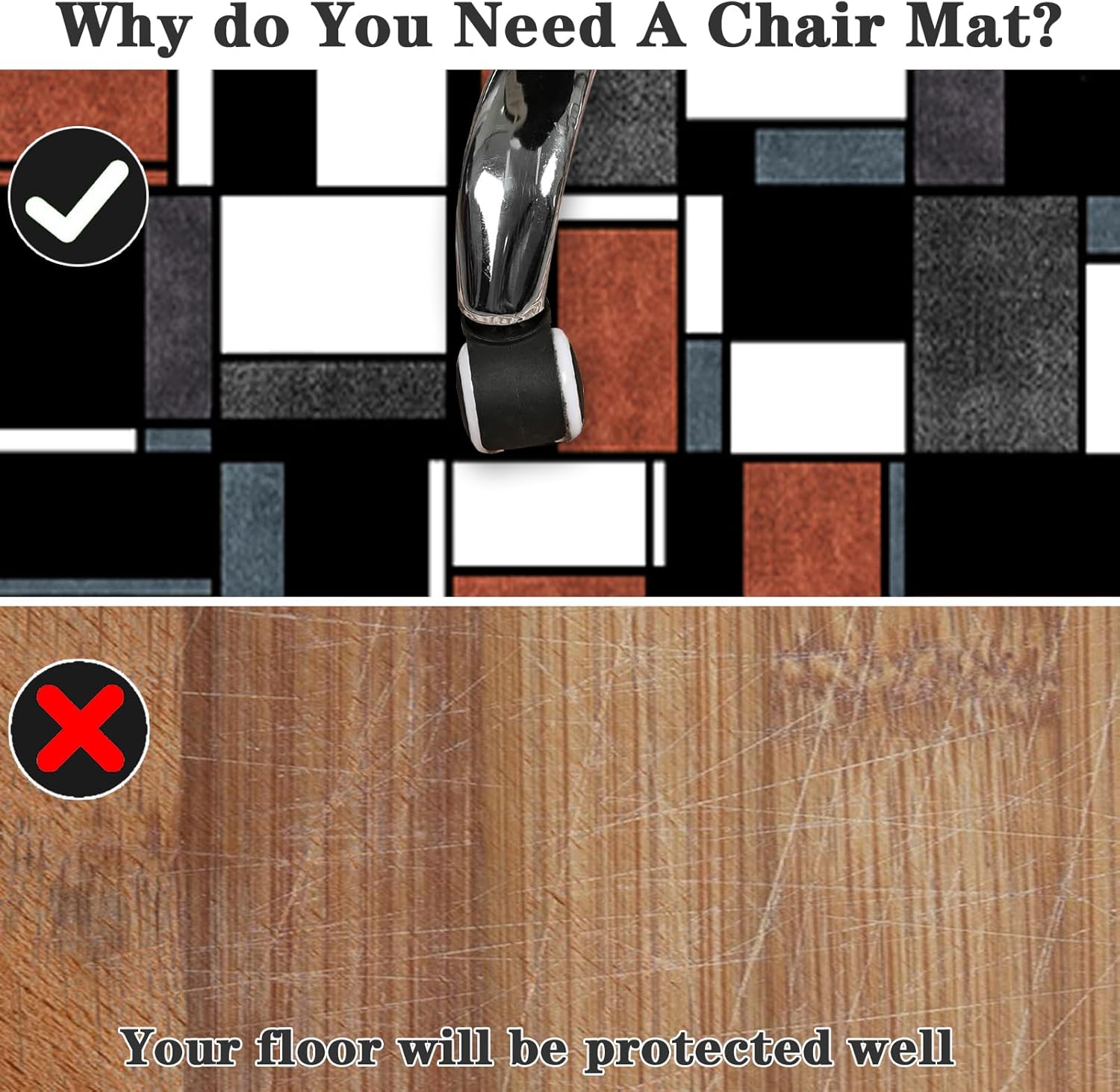 Desk Chair Mat for Hardwood Floor 160 x 200 cm Office Rolling Chair Protector Mat Non Slip Gaming Chair Mat for Wooden Floors Computer Chair Rug Home Office