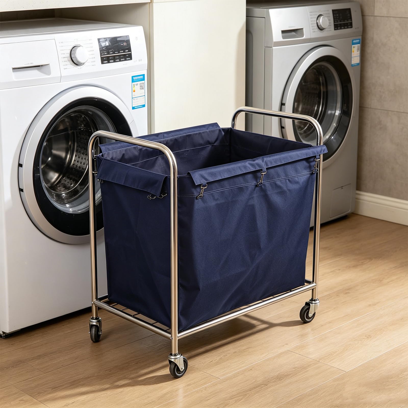 Borsa Interna per Carrello Lavanderia 12l in Oxford Blu | Forma Rettangolare, 83x62x52cm, Rimovibile e Riutilizzabile, per Hotel e Casa