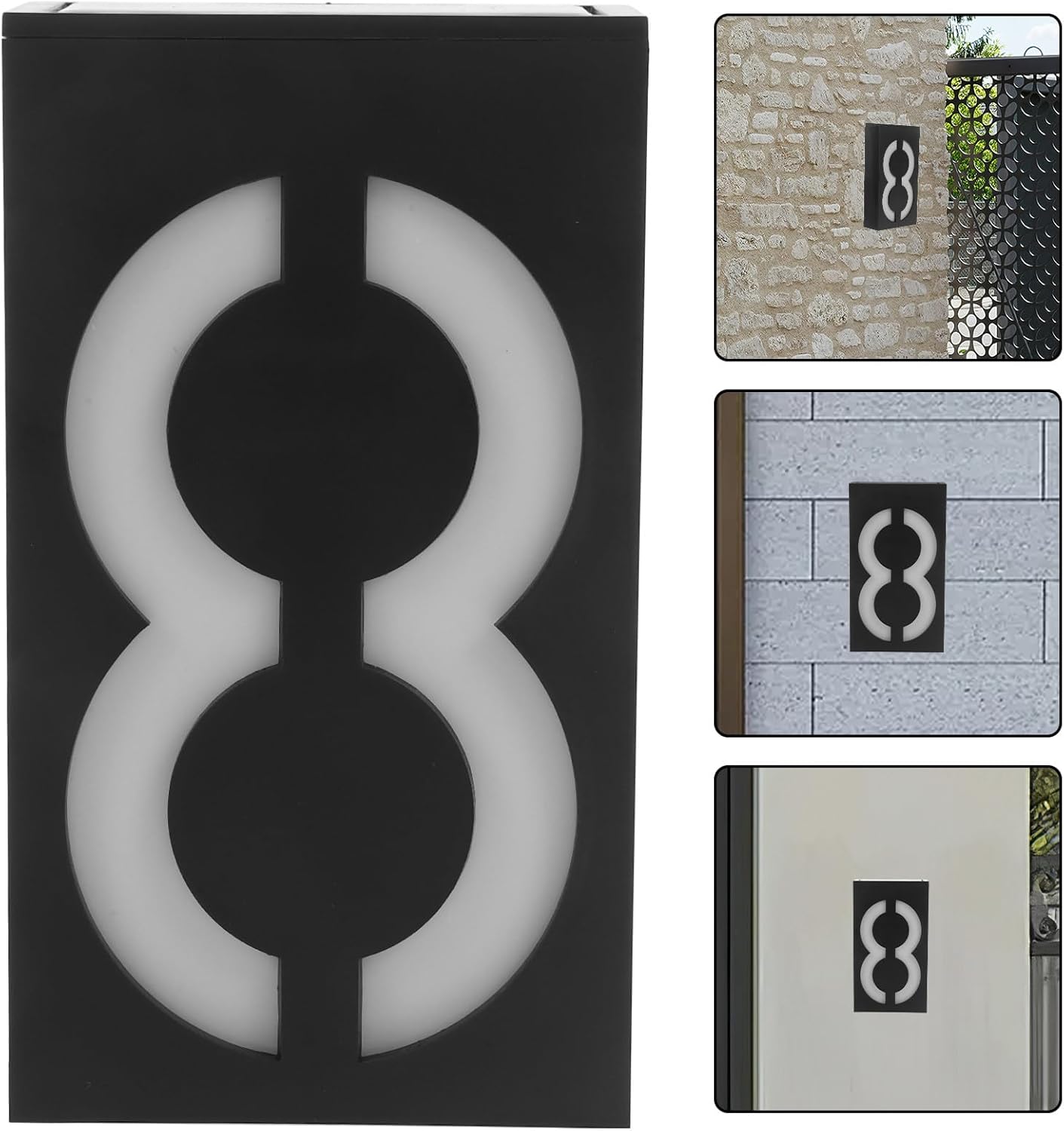 MAGICLULU Solar Powered Address Sign with LED Light, Waterproof Solar Door Number Plaque for Outdoor Wall, Lighted House Numbers for Yard and Garden Use