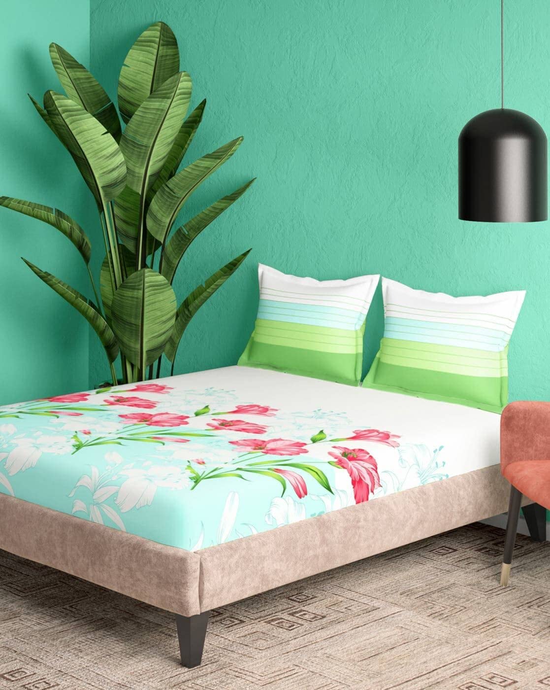 Portico New York Magnum 100 Cotton Double Super King Size Bedsheet With 2 Pillow Covers274x274cm Portico New York Magnum 100 Cotton Double Super King Size Bedsheet With 2 Pillow Covers274x274cm