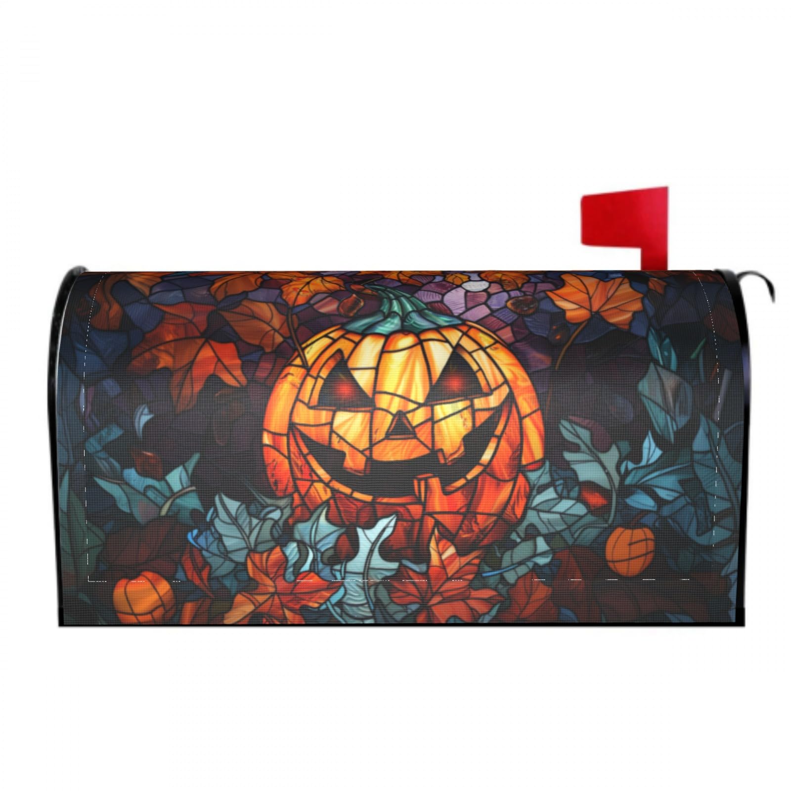 Scary Halloween Pumpkin Mailbox Covers Magnetic Wraps Post Letter Box Cover Garden Home Decor 21x18 in